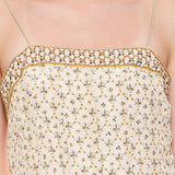 Mustard Printed Dress With Noodle Straps - Kavvach 