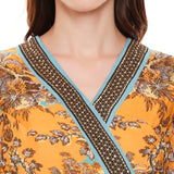 Mustard Yellow Printed Kurta With Pants - Kavvach 