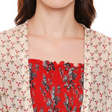 Noodle Strap Printed Dress with Jacket - Kavvach 