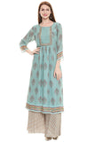 Chiffon Printed Kurta and Palazzo Set - Kavvach 