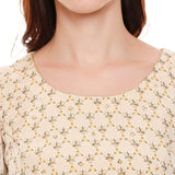 Mustard Printed Kurta with Palazzo - Kavvach 