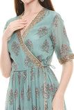 Green Printed Over Top with Sharara - Kavvach 