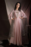 Embroidered anarkali with cape dupatta - Kavvach 