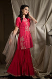 Embroidered kurta with sharara pants & dupatta - Kavvach 