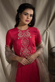 Embroidered kurta with sharara pants & dupatta - Kavvach 