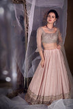 Embroidered lehenga with blouse and dupatta - Kavvach 