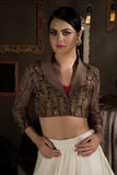 Brown and Ivory lehenga set - Kavvach 