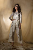 Embroidered side knot kurta with pencil pants - Kavvach 