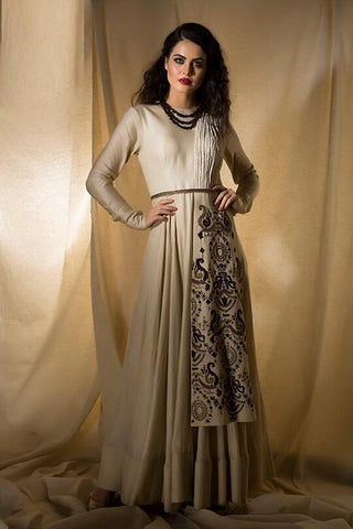 Ivory paneled gown - Kavvach 