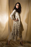 Ivory Draped Kurta with Pants - Kavvach 