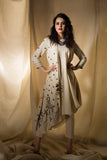 Ivory Draped Kurta with Pants - Kavvach 