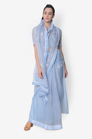 Swan Motif Organza Saree - Kavvach 