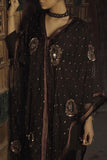 Black Embroidered Cape Kurta With Pants - Kavvach 