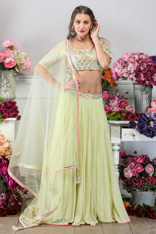 Yellow Lehenga with Raw Silk Blouse & Dupatta