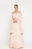 Off Shoulder Peach Lehenga - Kavvach 