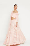 Off Shoulder Peach Lehenga - Kavvach 
