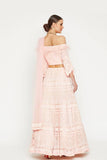 Off Shoulder Peach Lehenga - Kavvach 