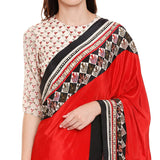 Red Printed Pre-Stitched Saree Set - Kavvach 