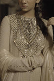 Beige Anarkali set with dupatta - Kavvach 