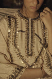 Beige Sequins Embroidered Kurta Set - Kavvach 