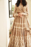 Beige Embroidered Blouse With Lehenga - Kavvach 