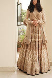 Beige Embroidered Blouse With Lehenga - Kavvach 