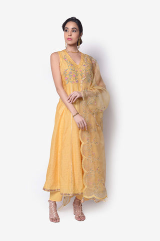 Sleevless Yoke Anarkali - Kavvach 