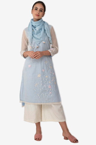 Cotton Jute Floral Tunic - Kavvach 