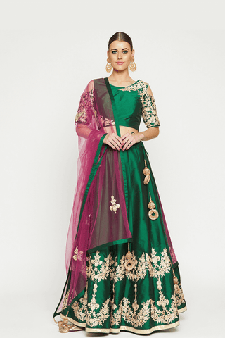 Green Lehenga - Kavvach 