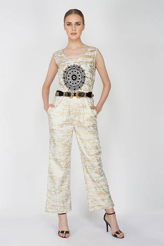 Foil Printed Jumpsuit - Kavvach 