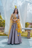 Grey Chanderi Lehanga - Kavvach 