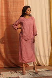 Pink Pure Linen Skirt Top With Stripes - Kavvach 