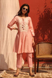 Pink Pure Cotton-tunic & Trousers Set - Kavvach 