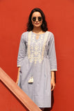 Blue Pure Cotton Tunic & Trousers Set - Kavvach 