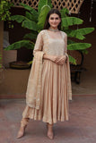 Hand-woven Beige Pure Muga Silk Suit Set - Kavvach 