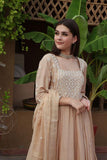 Hand-woven Beige Pure Muga Silk Suit Set - Kavvach 