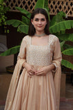 Hand-woven Beige Pure Muga Silk Suit Set - Kavvach 