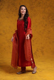 Hand-embroidered Pure Chanderi Suit-set - Kavvach 