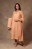 Peach Silk Organza Suit-set - Kavvach 