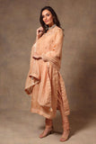 Peach Silk Organza Suit-set - Kavvach 