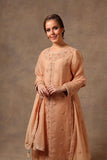 Peach Pure Silk Organza Suit-set - Kavvach 