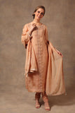 Peach Pure Silk Organza Suit-set - Kavvach 