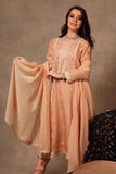 Dark Peach Pure Silk Organza Suit Set - Kavvach 