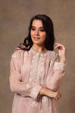 Hand-woven Baby Pink Pure Katan Silk Suit Set - Kavvach 