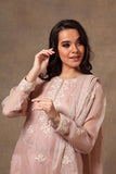 Hand-woven Baby Pink Pure Katan Silk Suit Set - Kavvach 