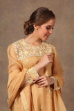 Hand-woven Yellow Pure Katan Silk Suit Set - Kavvach 