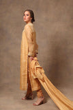 Hand-woven Yellow Pure Katan Silk Suit Set - Kavvach 