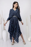 Linear printed asymmetric dress
