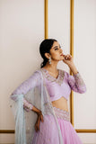 Lavendar Lehenga with Ice Blue Dupatta - Kavvach 