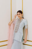 Embroidered Ice Blue Gharara Set - Kavvach 